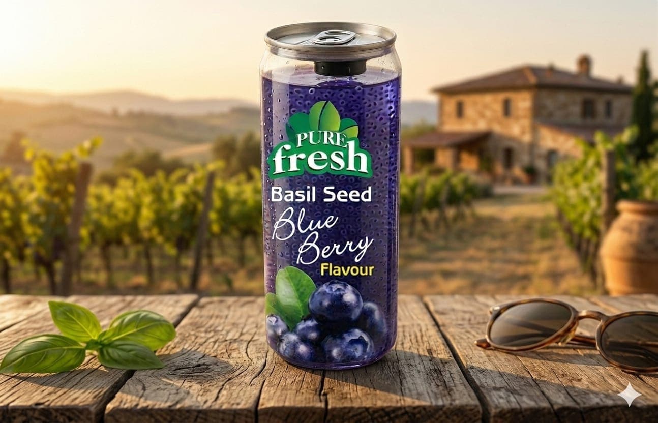 Pure Fresh basil seed can — blueberry flavour