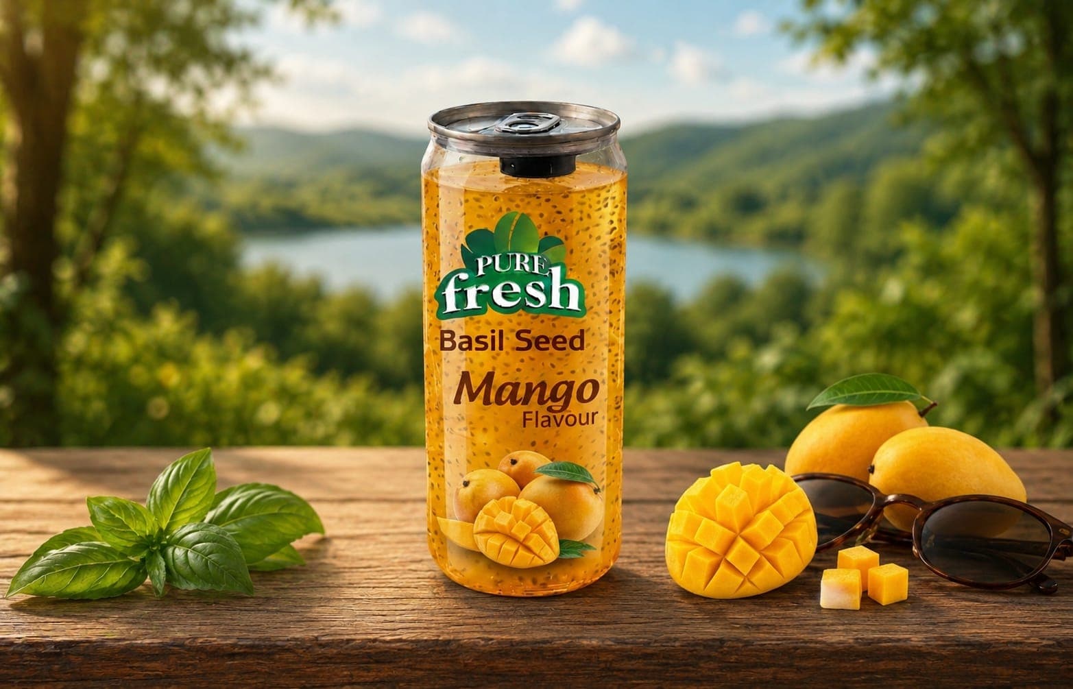 Pure Fresh basil seed can — mango flavour