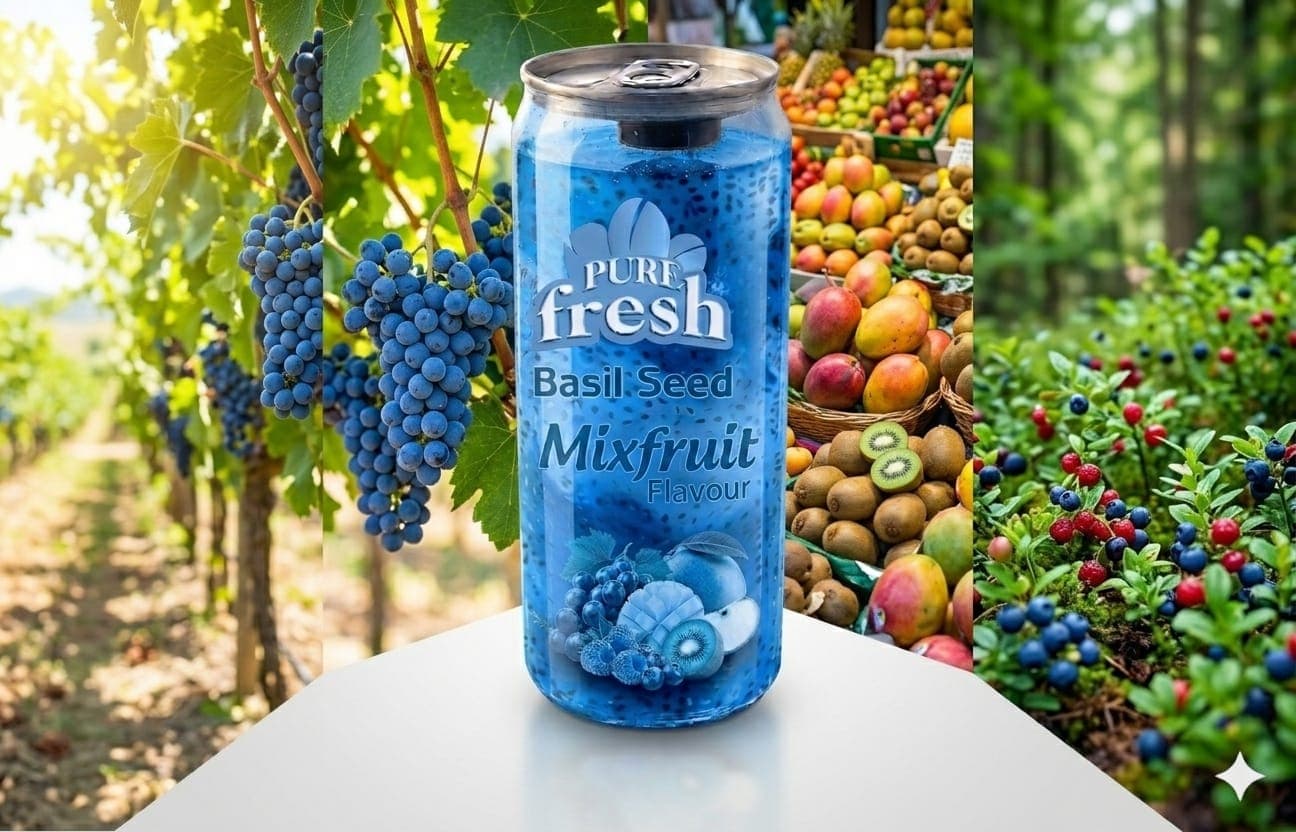 Pure Fresh basil seed can — mixfruit flavour