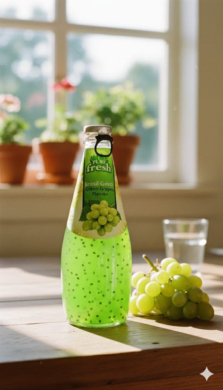 Haidery basil seed drink — green grapes flavor