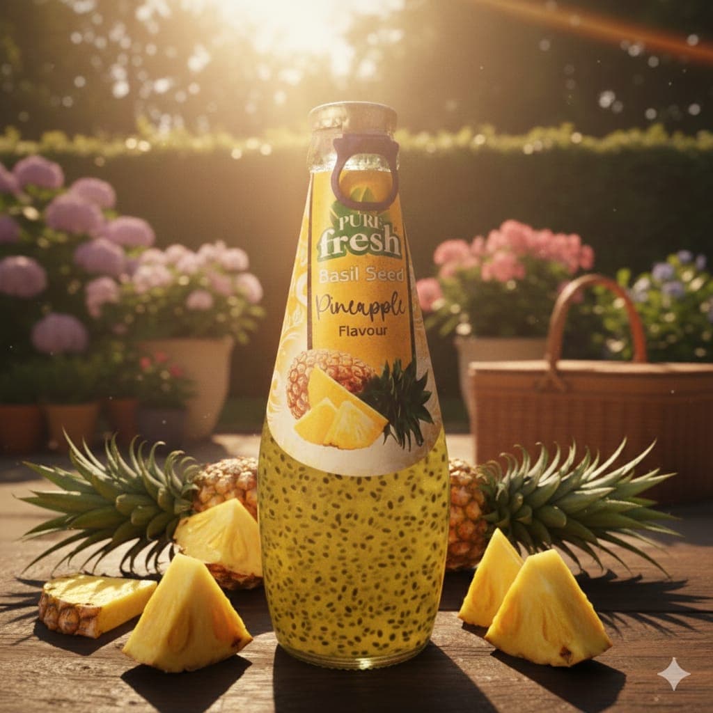 Haidery basil seed drink — pineapple flavor